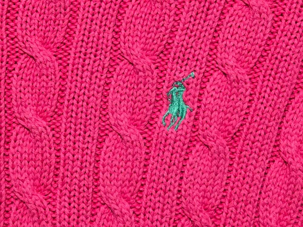 Ralph Lauren Pink Cable Knit Crew Neck Cotton Sweater XS - Picture 3 of 11